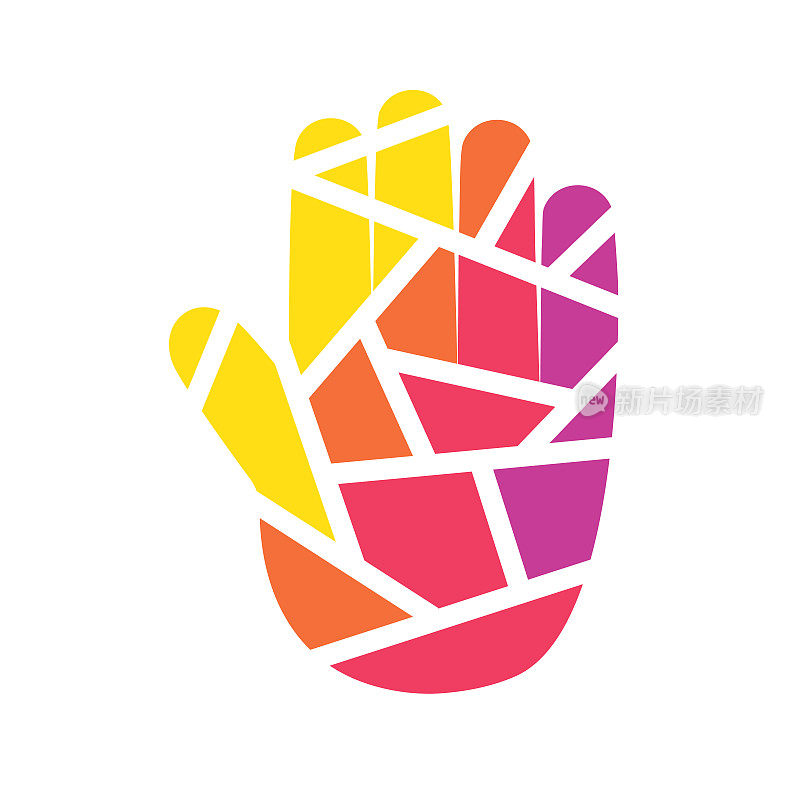 colorful geometric hand icon
